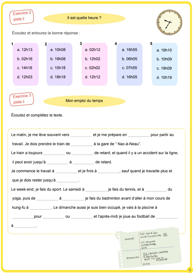 エコールサンパのフランス語教材「DELF B1対策講座」の6ページ目